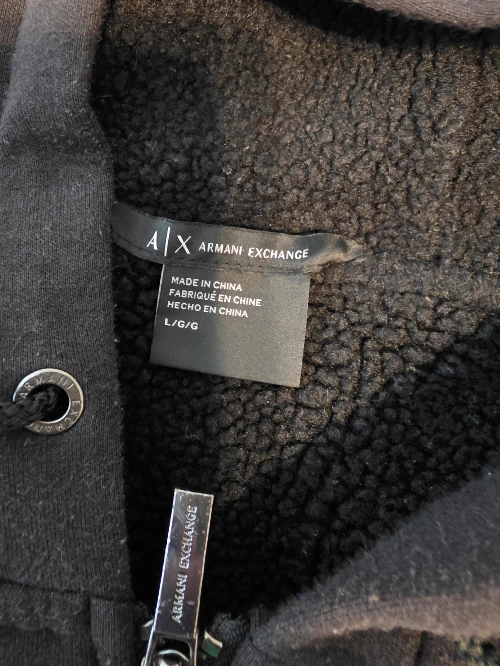 Armani Exchange Black Zip-Up Hooded Jacket